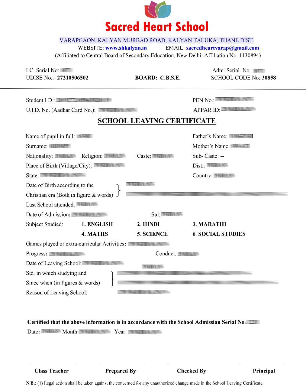 School Leaving Certificate